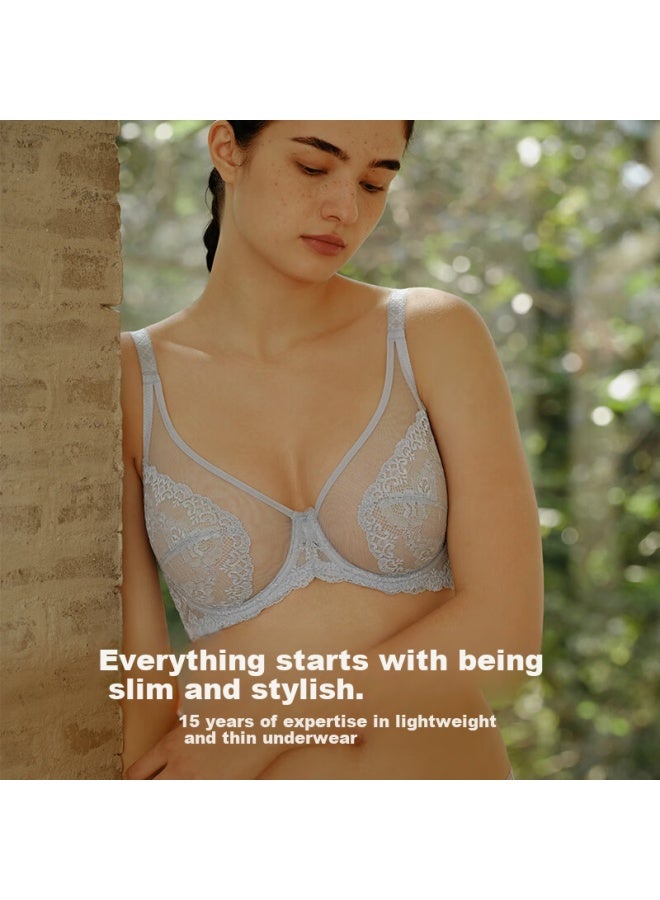 Hsia "love In The City" French Lace Full Coverage Thin Bra For Small Bust Women Skin Purple - Plus 75c - Image 2