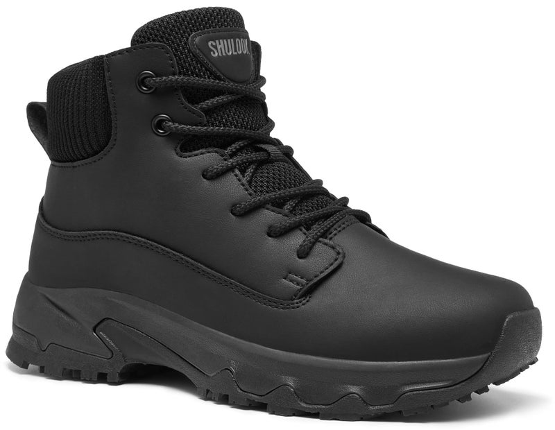 SHULOOK Non Slip Work Boots for Women Slip-Resistant Shoes Waterproof Food Service Chef Kitchen Restaurant Working Casual Comfortable Ankle Boot Outdoor Walking Booties Sneakers Black Size 10 - Image 1