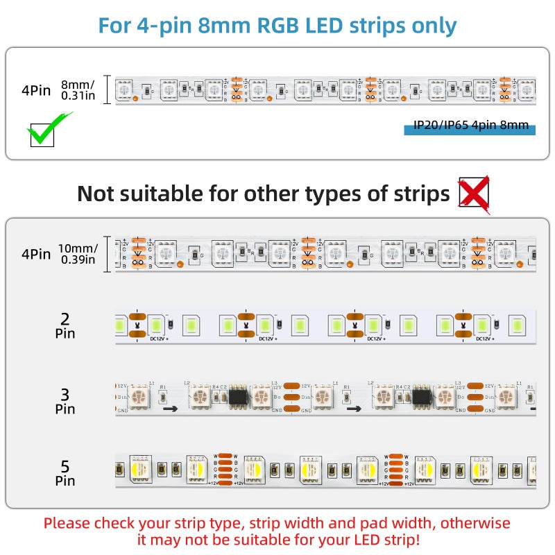 RGBZONE 10Pcs 8mm 4 Pin LED Connectors, Strip to Strip RGB Connector for 8mm Wide Waterproof or Non-Waterproof SMD 5050/3528 RGB LED Strip Lights - Image 4