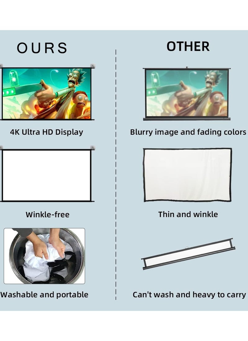 CityRiya-Long - Projector Screen with Stand, Portable Projection Screen for Indoor Outdoor, 120" Projector Screen with Wrinkle Free Tripod Stand, Mobile Movie Screen with Bag for Home Theater Wedding Party Office Presentation - Image 1