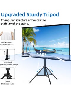 CityRiya-Long Projector Screen with Stand, Portable Projection Screen for Indoor Outdoor, 120" Projector Screen with Wrinkle Free Tripod Stand, Mobile Movie Screen with Bag for Home Theater Wedding Party Office Presentation  - Image 3
