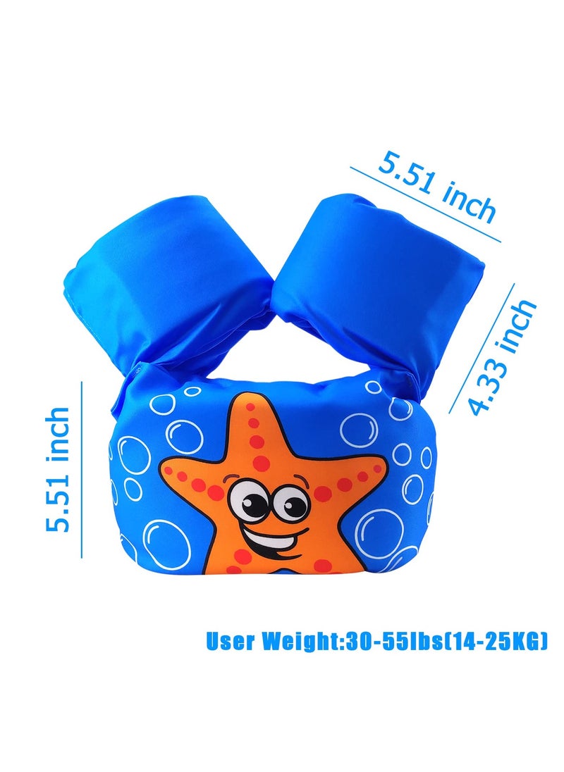 Mr. Penda Baby Pool Float Fit 30-55 Lbs, Kids Swimming Float with Arm Water Wings, Fun Ride-On Raft Pool Baby Beach Supplies for 2-6 Years Old Boy Girl ( Blue starfish)  - Image 2