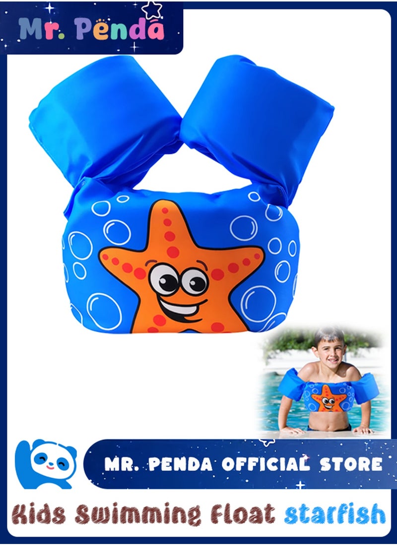 Mr. Penda Baby Pool Float Fit 30-55 Lbs, Kids Swimming Float with Arm Water Wings, Fun Ride-On Raft Pool Baby Beach Supplies for 2-6 Years Old Boy Girl ( Blue starfish)  - Image 1