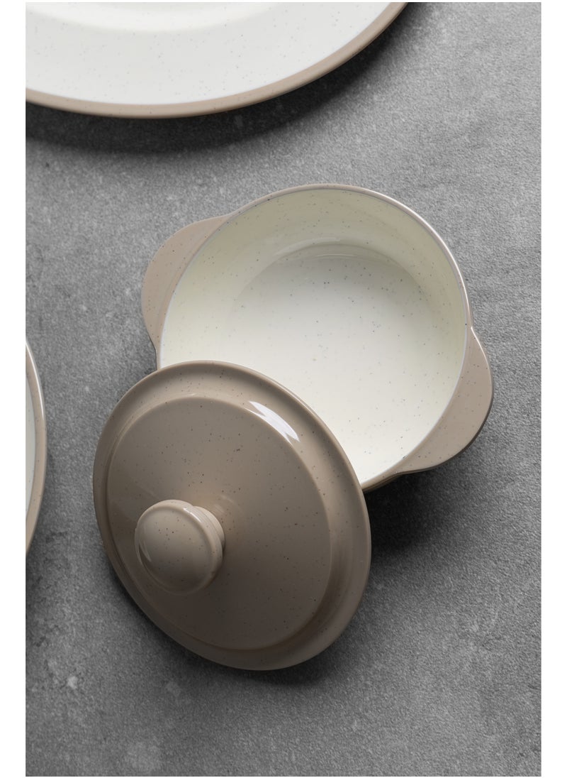 CC Bin Shihon Premium Melamine Dinner Set 40 Pieces Service for 6 with Colored Edges Microwave and Dishwasher Safe | Melamine Plates Set | Healthy Melamine Dinner Set (Beige, 40 Pieces)  - Image 3
