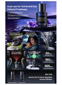 REMAX Smart Car & Home Starlight Aroma Diffuser RM-C45 – Advanced Nano Atomization, 365-Day Lasting Fragrance, and 160ml Capacity with Safe Aromatherapy for Pregnant Women and Infants  - Image 2