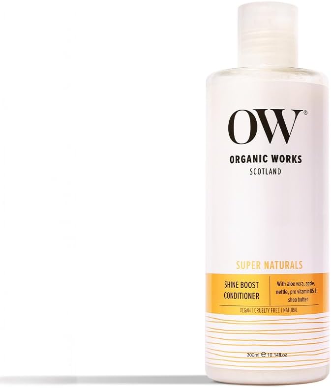 Organic Works Shine Boost Conditioner Natural Blend with Aloe Vera Nettle Shea Butter Revives Damaged Hair Enhances Smoothness 300ml 987 100 Vegan and Cruelty Free