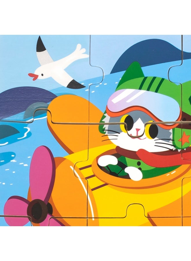 Viga Cat on a Plane, 9 Piece Jigsaw Puzzle, Montessori Wooden Toy, Develops Sensory, Cognitive & Fine Motor Skills, Non-Toxic & Eco-friendly Kids Educational Toy, Suitable for Children Aged 18M+ - Image 3