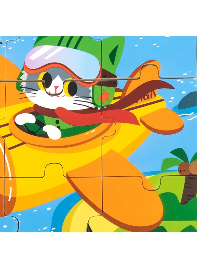 Viga Cat on a Plane, 9 Piece Jigsaw Puzzle, Montessori Wooden Toy, Develops Sensory, Cognitive & Fine Motor Skills, Non-Toxic & Eco-friendly Kids Educational Toy, Suitable for Children Aged 18M+ - Image 4