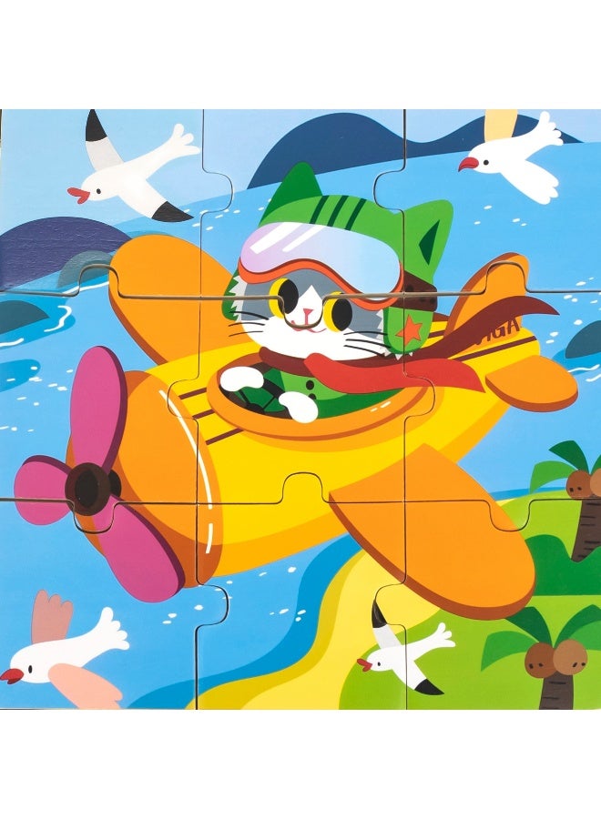 Viga Cat on a Plane, 9 Piece Jigsaw Puzzle, Montessori Wooden Toy, Develops Sensory, Cognitive & Fine Motor Skills, Non-Toxic & Eco-friendly Kids Educational Toy, Suitable for Children Aged 18M+ - Image 2