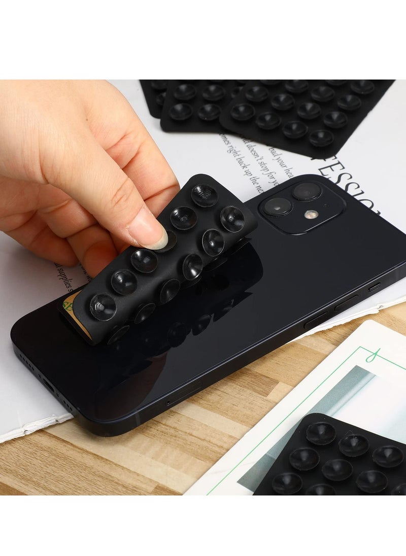 Excefore 12 Pcs Phone Suction Mat, Non Slip Phone Suction Cup Mat, Adhesive Phone Accessory Holder, Suitable for Home Kitchen Mirror Bathroom (Black)  - Image 4