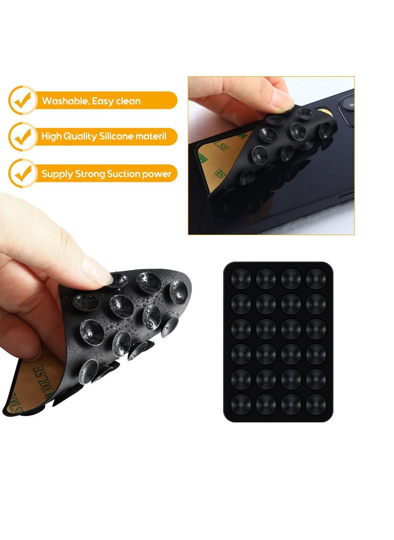 Excefore 12 Pcs Phone Suction Mat, Non Slip Phone Suction Cup Mat, Adhesive Phone Accessory Holder, Suitable for Home Kitchen Mirror Bathroom (Black)  - Image 2