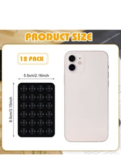 Excefore 12 Pcs Phone Suction Mat, Non Slip Phone Suction Cup Mat, Adhesive Phone Accessory Holder, Suitable for Home Kitchen Mirror Bathroom (Black)  - Image 3
