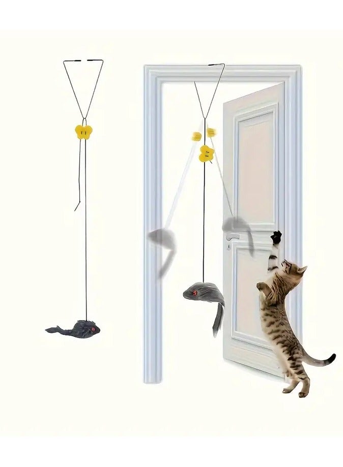 Goolsky Interactive Plush Cat Teaser Toy - Adjustable Hanging Design for All Breeds, No Batteries Required - Image 1