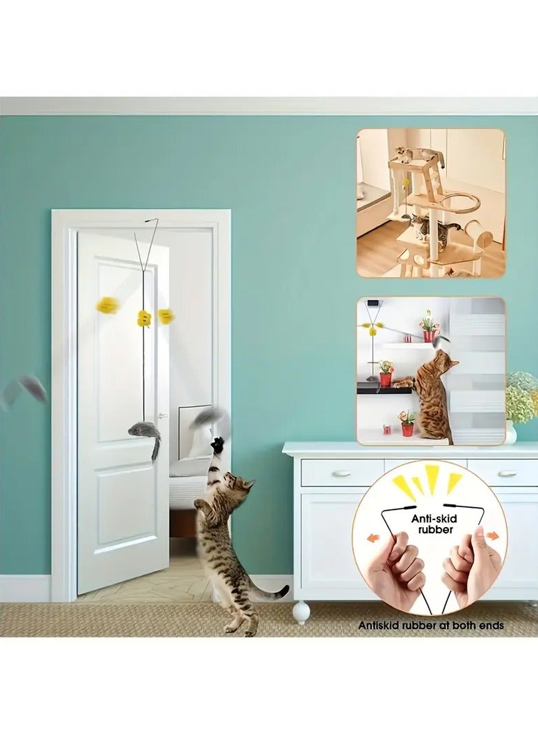 Goolsky Interactive Plush Cat Teaser Toy - Adjustable Hanging Design for All Breeds, No Batteries Required - Image 3