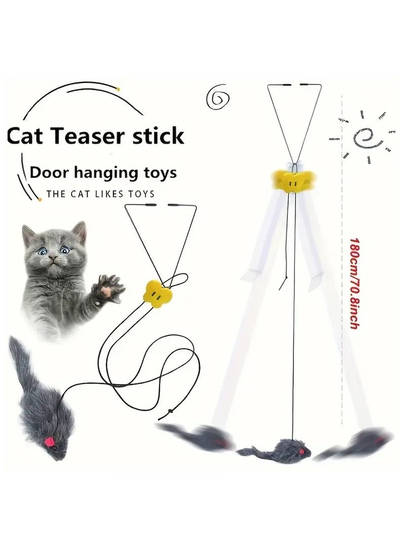 Goolsky Interactive Plush Cat Teaser Toy - Adjustable Hanging Design for All Breeds, No Batteries Required - Image 4