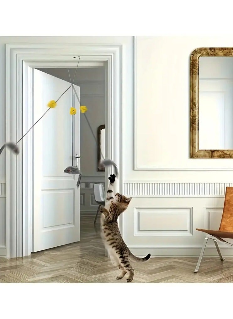 Goolsky Interactive Plush Cat Teaser Toy - Adjustable Hanging Design for All Breeds, No Batteries Required - Image 5