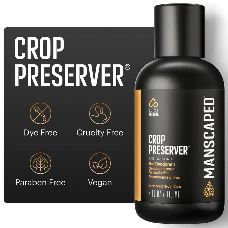 MANSCAPEDÂ® The Crop PreserverÂ®, Men's Ball Deodorant, Male Care Hygiene Moisturizer, Anti-Chafing Groin Protection with Cooling Aloe Vera, RefinedÂ® Scent, 4oz - Image 1