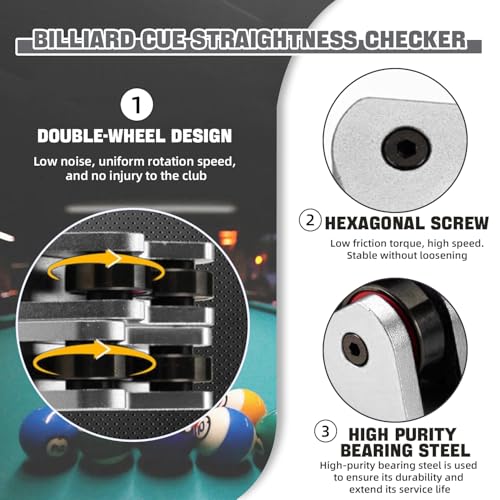 CRICAL 2Pcs Billiard Cue Straightness Checker, Pool Cue Snooker Club Roller Detector Inspect Tool for Billiards - Image 4