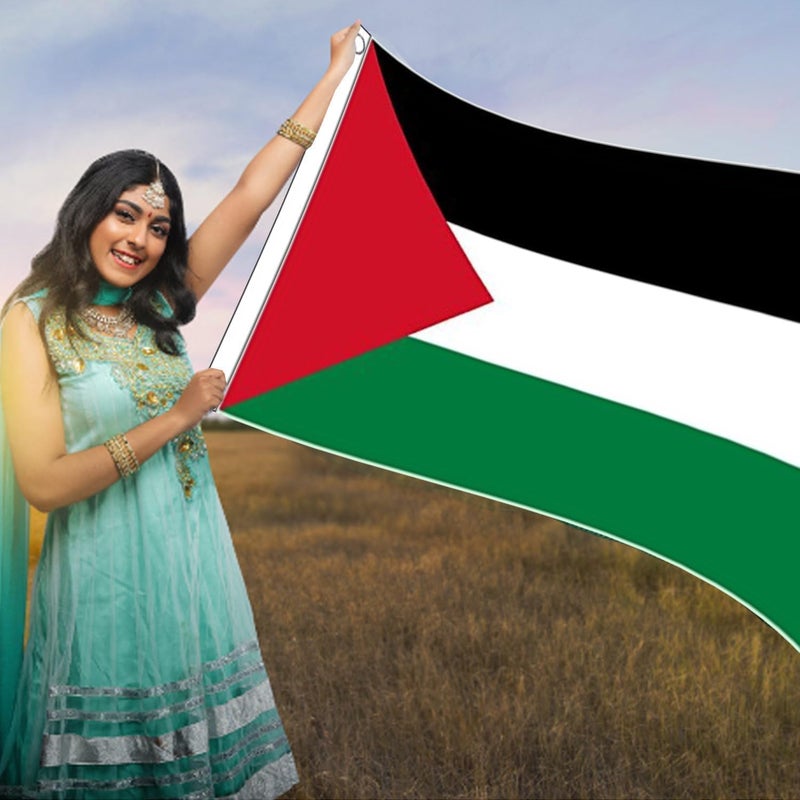 klarako Palestine Flag 3x5 Foot Large Flag Of Palestinian With Brass Grommets Palestine National Flag - Vivid Color and Fade Proof - Canvas Header and Double Stitched Polyester Country Flag Banner(3 X 5 Ft) - Image 3