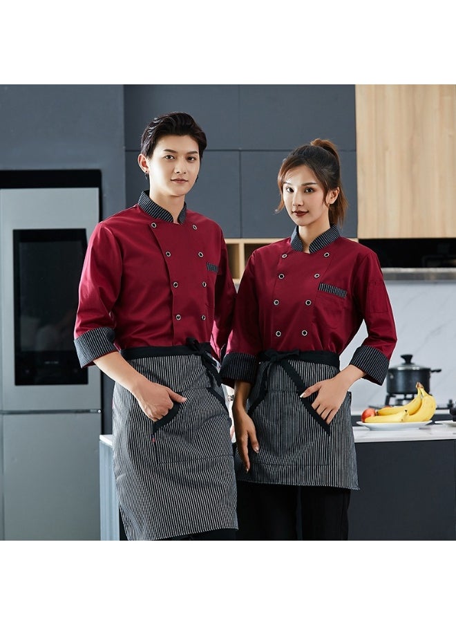 NIBEMINENT Chef's Workwear Long Sleeved Cake Shop Baker's Workwear Restaurant Catering Kitchen Back Kitchen Men's and Women's Clothing  - Image 1