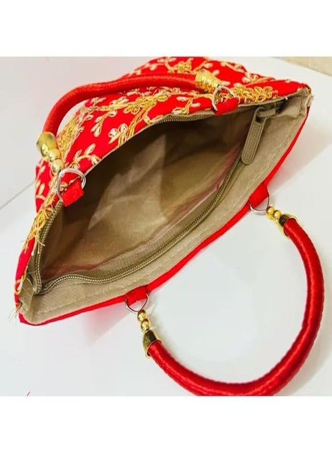 brown leaf Rajasthani Women's Bag Purse Potli Bag For Wedding Anniversary arty Favours Return Gifting Bags (Pack Of 12) - Image 2