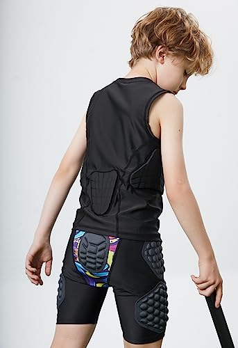 Topeter Kids Padded Shirt, Baseball Chest Protection Shirt, Rib Back Protector for Football, Lacrosse, Goalies and Sports Competition YXL - Image 4