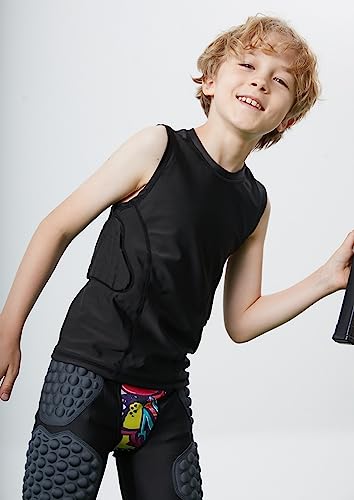 Topeter Kids Padded Shirt, Baseball Chest Protection Shirt, Rib Back Protector for Football, Lacrosse, Goalies and Sports Competition YXL - Image 2