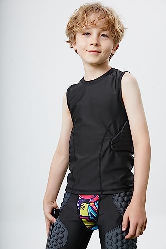 Topeter Kids Padded Shirt, Baseball Chest Protection Shirt, Rib Back Protector for Football, Lacrosse, Goalies and Sports Competition YXL - Image 5