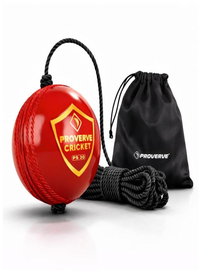 PROVERVE Hanging PVC Cricket Ball for Kids | Cricket Hanging Ball for Practice | Easy to Hang & Ideal for Indoor and Outdoor Batting and Heavy Training | Swing Ball for Adults Red,(Pack of 1) - Image 2