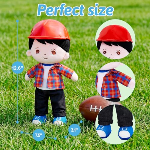 OUOZZZ 126 Soft Baby Doll Toys for 1 Year Old Boy Gifts Birthday Gifts for 1 Year Old Boy Plush Toys Gift for Toddler Kids Red Hat - Image 5