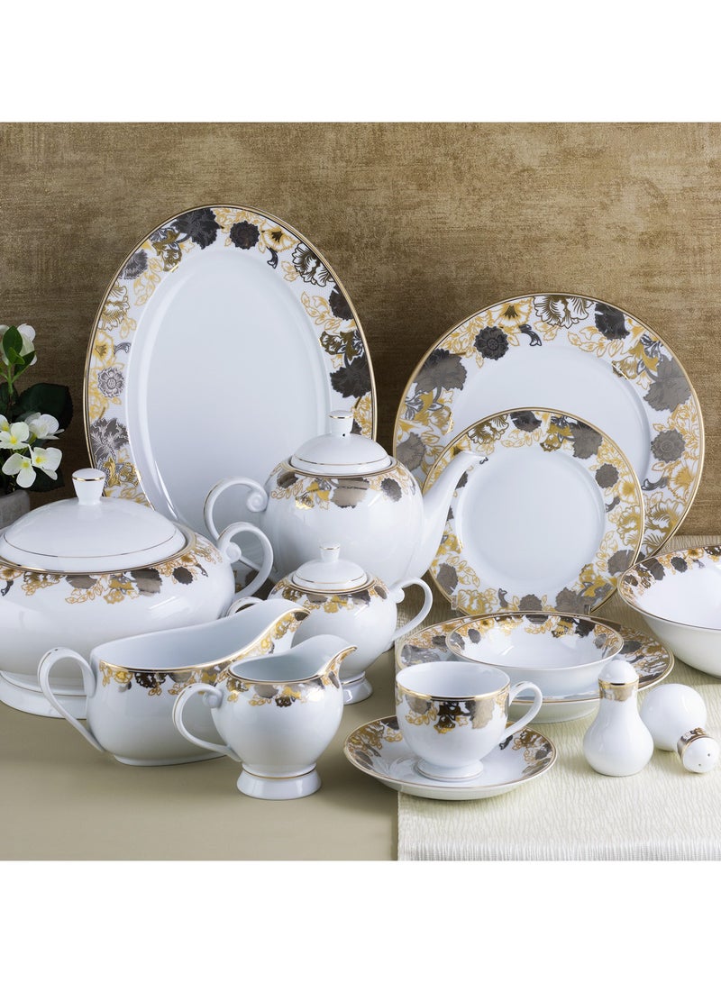 هيك طقم سفرة بورسلين يونج فينج مطلي بالذهب 97 قطعة - Image 1