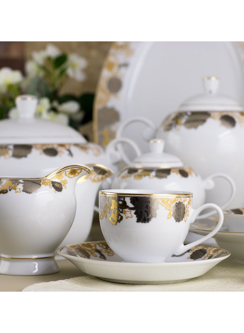 هيك طقم سفرة بورسلين يونج فينج مطلي بالذهب 97 قطعة - Image 3