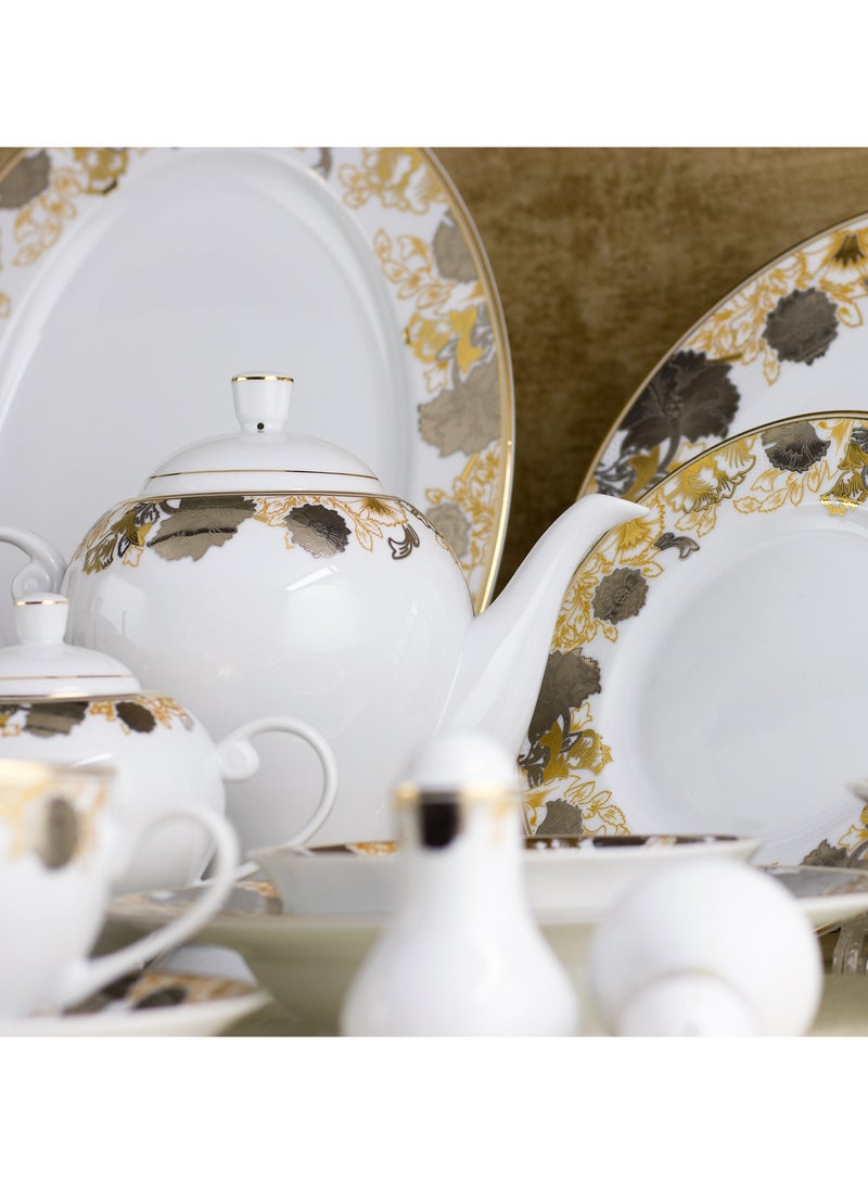 هيك طقم سفرة بورسلين يونج فينج مطلي بالذهب 97 قطعة - Image 4