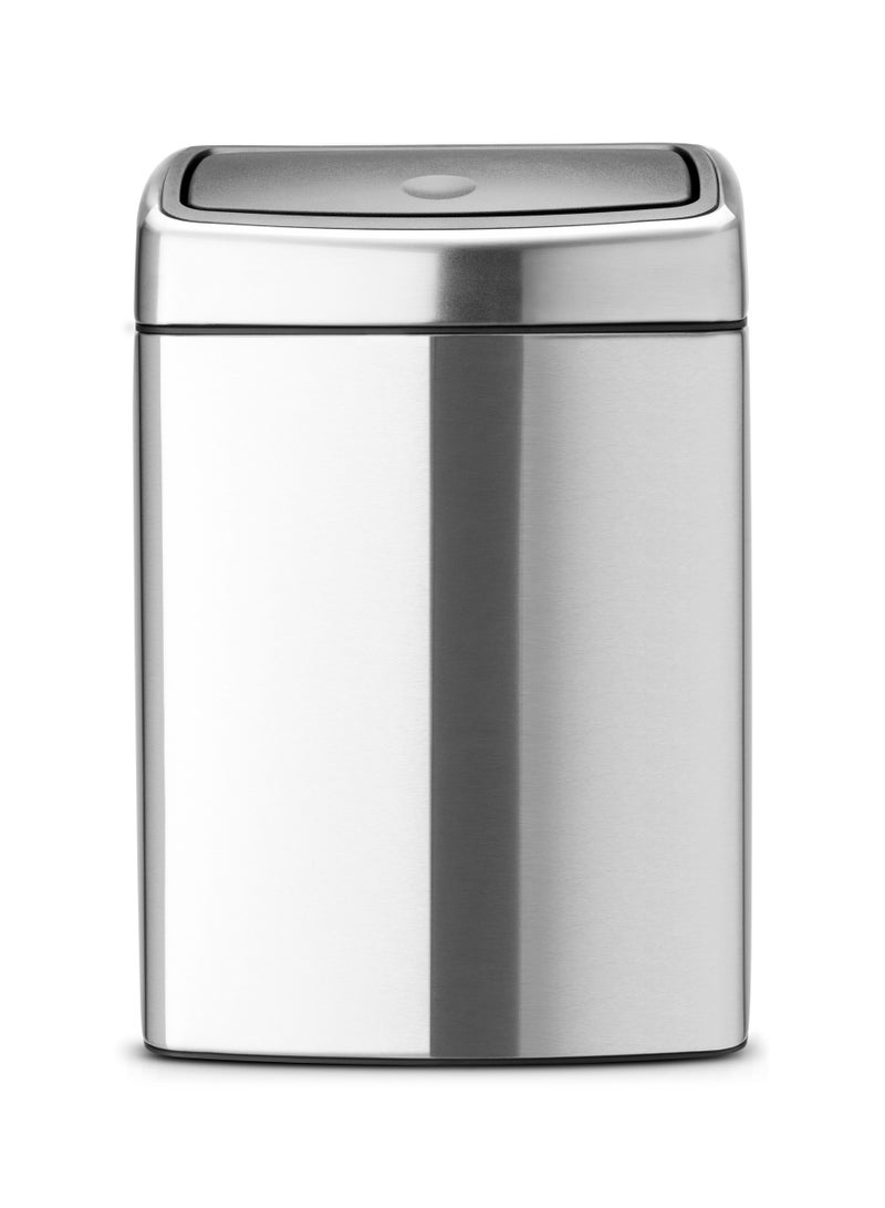 brabantia BRABANTIA  Touch Bin, 10 litre, Rectangular, Plastic Inner Bucket - Matt Steel Fingerprint Proof  - Image 1