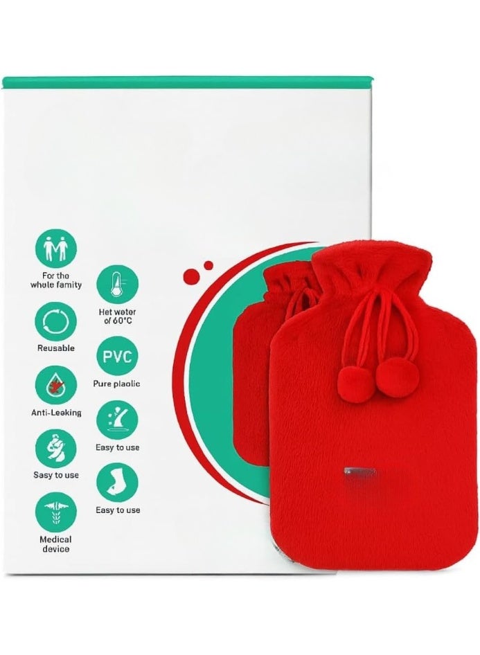 كيس ماء ساخن Aqua Bag مع غطاء ناعم 2 لتر لتخفيف الألم والراحة - Image 1