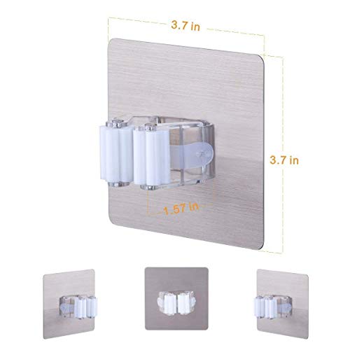 HomeFast Wall Mounted Single Mop and Broom Holder with Magic Sticker (Silver, Small) - Image 5