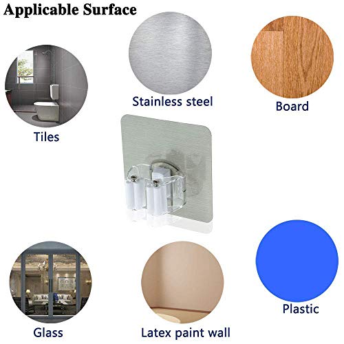 HomeFast Wall Mounted Single Mop and Broom Holder with Magic Sticker (Silver, Small) - Image 3