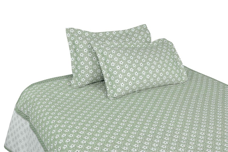 Victor - Hexa Design Rich Cotton 400 TC Double Bed Sheet/Bed Cover with 2 Pillow Covers Easy Wash/Extra Soft Breathable/Fade Resistant & Cooling - (90" x 108" / 228cm x 274cm, Green) - Image 4