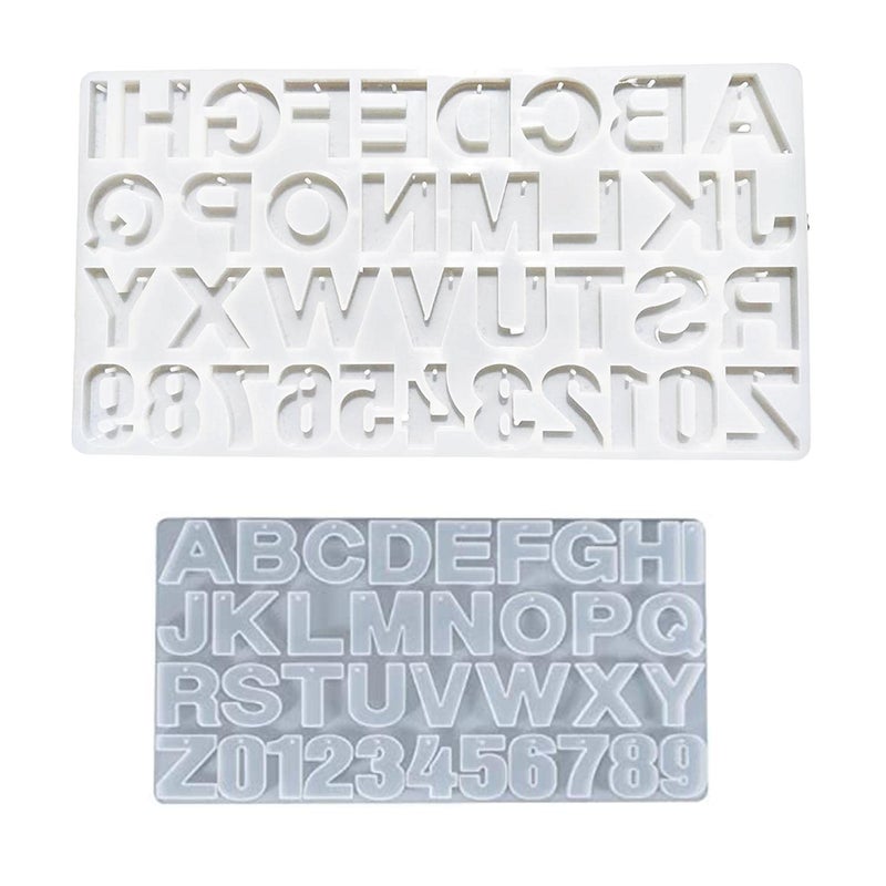 Snoogg SNOOGG 3D Silicone Resin Mould Alphabet and Numbers for Pendants Keychains Earrings DIY Craft Letters ABCD with Built in Hole Enabler - Image 2