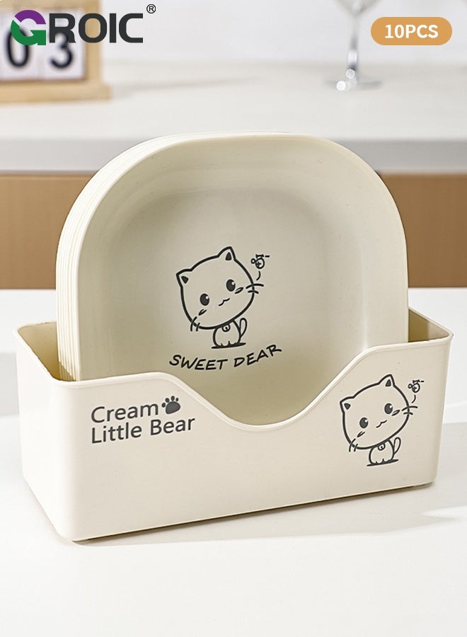 GROIC 10 Pcs Dinner Plates with Storage Tray,13.2cm Square Lightweight Unbreakable Dinner Dishes Plates Set, Fruit Dish, Side Dish Plate, Home Storage Plate,Table Garbage Plate - Image 1