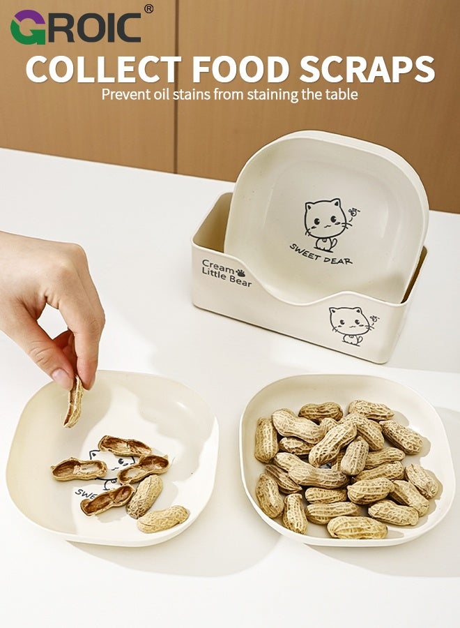 GROIC 10 Pcs Dinner Plates with Storage Tray,13.2cm Square Lightweight Unbreakable Dinner Dishes Plates Set, Fruit Dish, Side Dish Plate, Home Storage Plate,Table Garbage Plate - Image 4