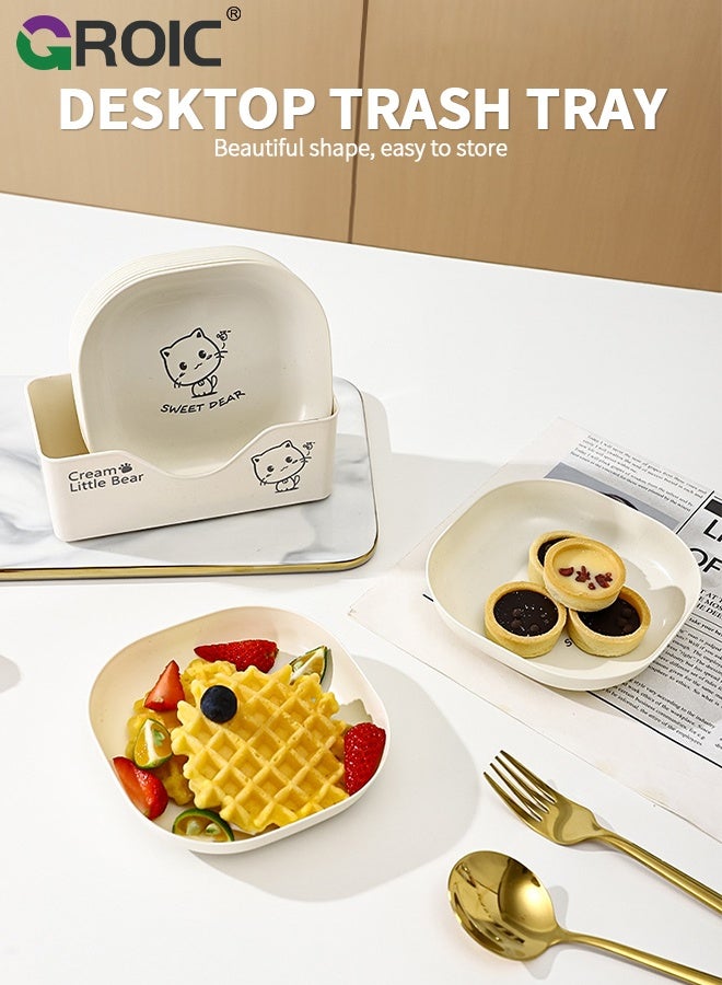 GROIC 10 Pcs Dinner Plates with Storage Tray,13.2cm Square Lightweight Unbreakable Dinner Dishes Plates Set, Fruit Dish, Side Dish Plate, Home Storage Plate,Table Garbage Plate - Image 2