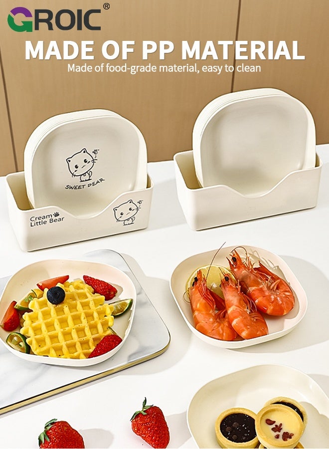GROIC 10 Pcs Dinner Plates with Storage Tray,13.2cm Square Lightweight Unbreakable Dinner Dishes Plates Set, Fruit Dish, Side Dish Plate, Home Storage Plate,Table Garbage Plate - Image 5