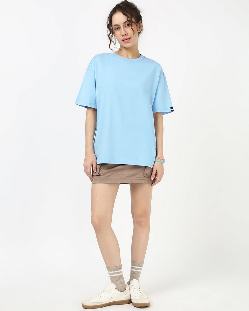 bewakoof Women's Sky Blue Oversized T-shirt - Image 5