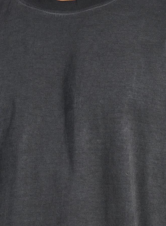 Styli Overdyed Washed Oversized T-Shirt with Raw Edge Sleeve - Image 4