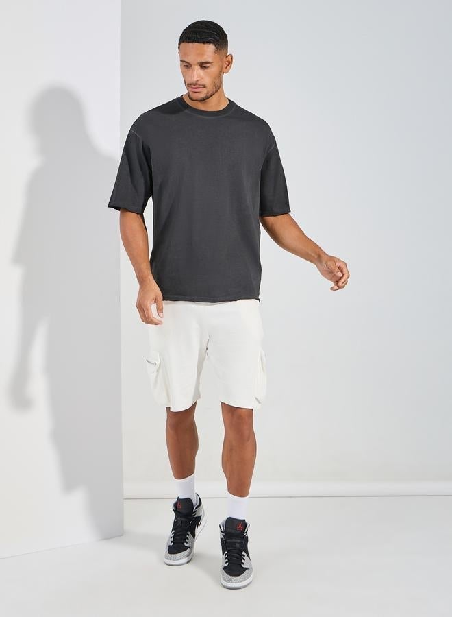 Styli Overdyed Washed Oversized T-Shirt with Raw Edge Sleeve - Image 2