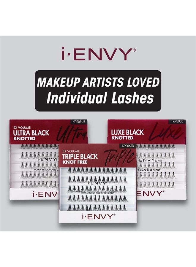 KISS رموش كيس آي إنفي بدون عقدة متوسطة 70 أسود (1 عبوة - أسود ثلاثي) - Image 1