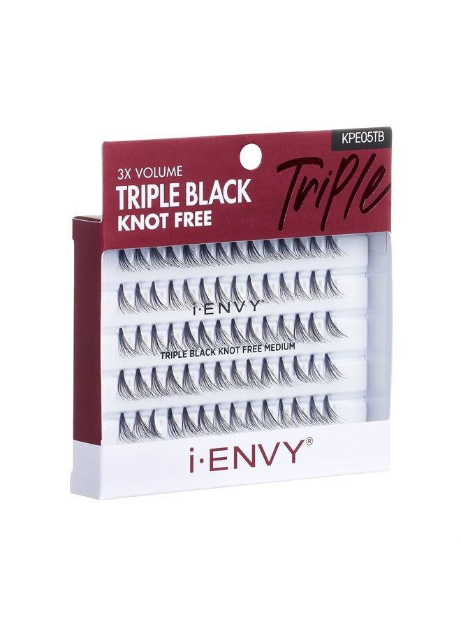 KISS رموش كيس آي إنفي بدون عقدة متوسطة 70 أسود (1 عبوة - أسود ثلاثي) - Image 2