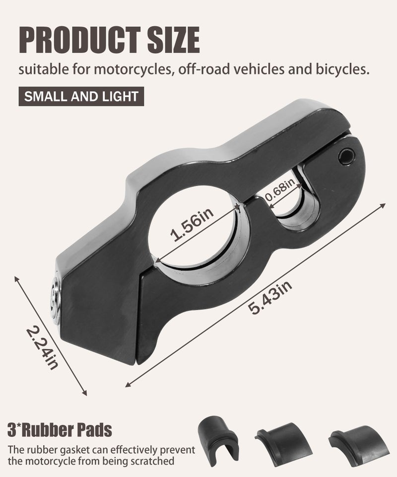 RACOONA Motorcycle Lock,Motorcycle Accessories Car Accessories Motorcycle Locks Anti Theft,Heavy Duty,Adjustable Bike Handlebar Lock to Protect Motorcycle (Black) - Image 2