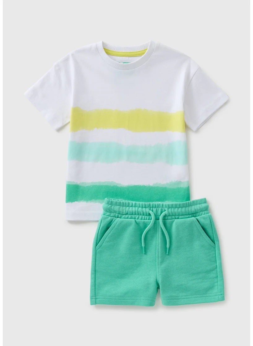 Matalan Boys Green Tie Dye Top & Shorts Set